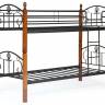 Кровать BOLERO двухярусная дерево гевея/металл, 90*200 см (bunk bed), красный дуб/черный дуб темный